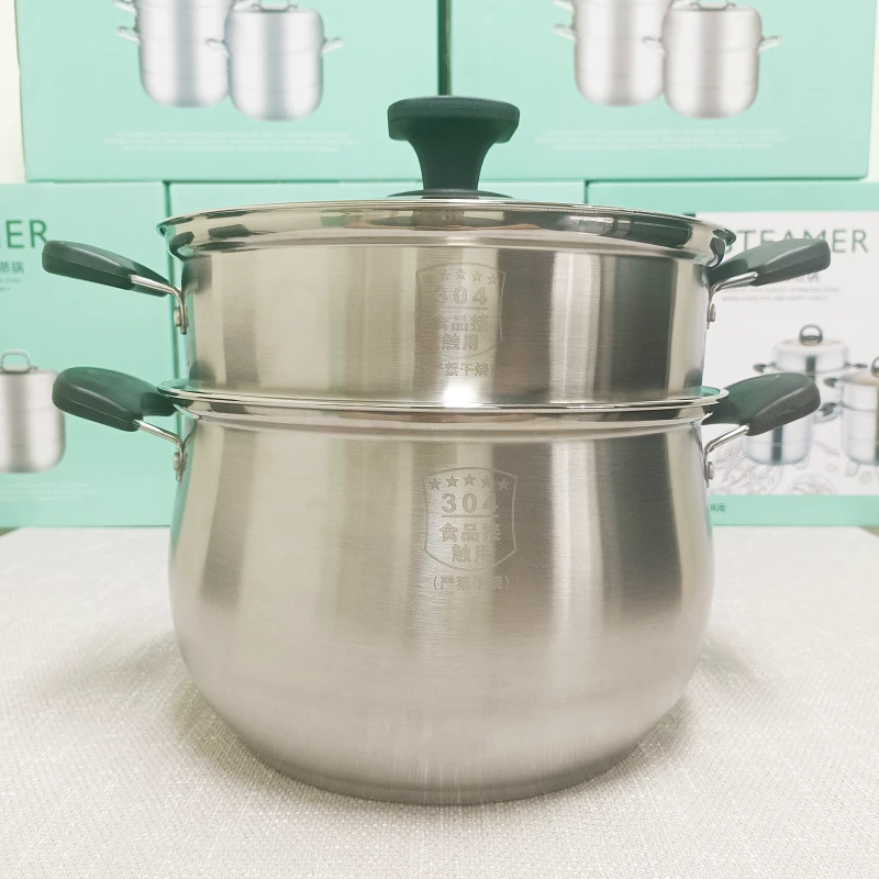 【新款战斧锅】26cm不锈钢汤锅家用加高大锅电磁炉大容量蒸锅燃气