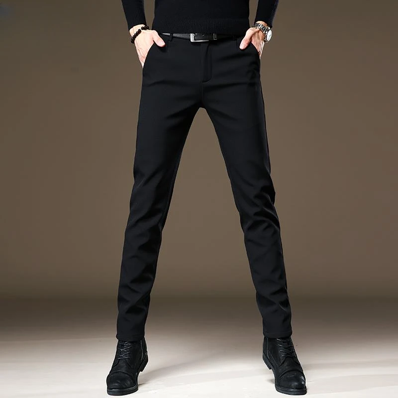 男士中腰高端西裤秋冬韩版潮流修身长裤商务百搭小脚弹力休闲裤子