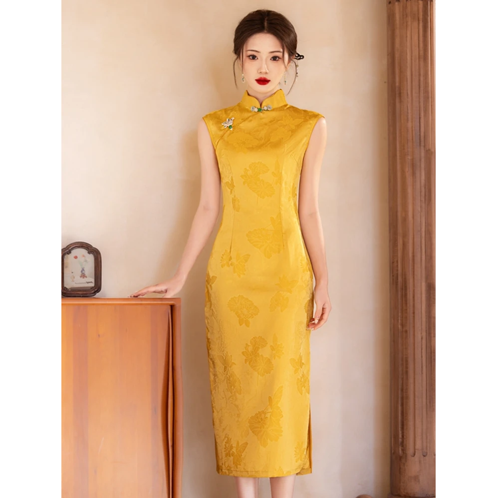 【金荷娜娜】中国风复古气质传统款旗袍新中式日常旗袍单层衣长115