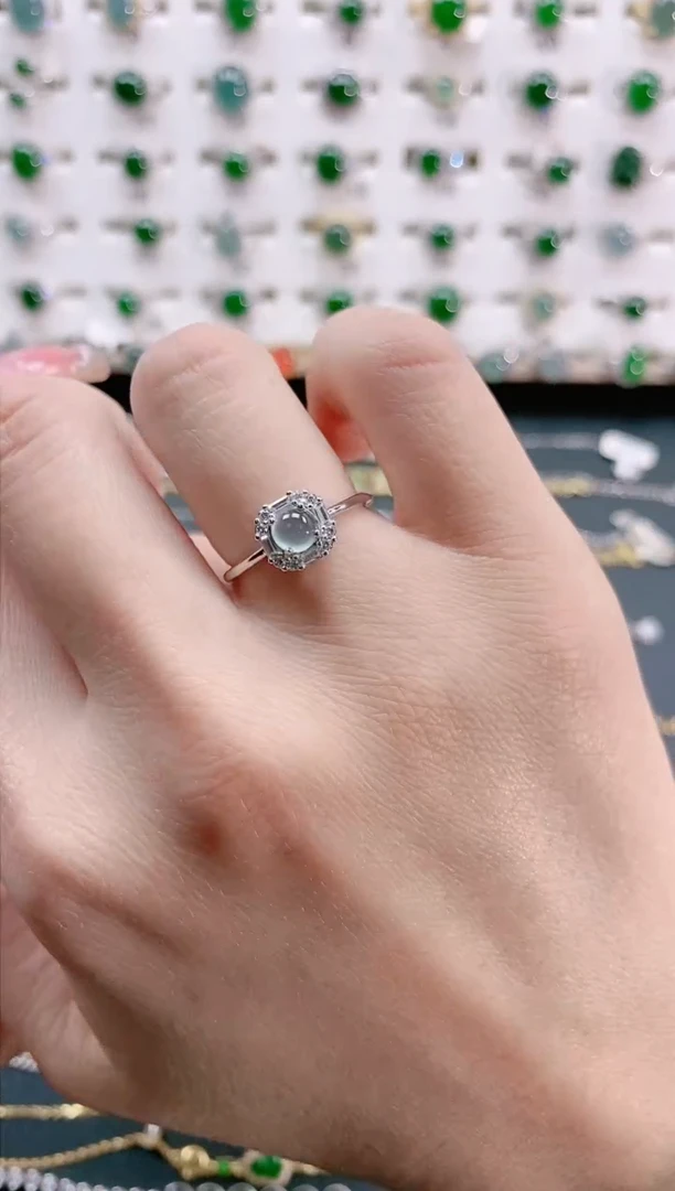 【闪购商品】翡翠戒指银S925镶嵌天然翡翠