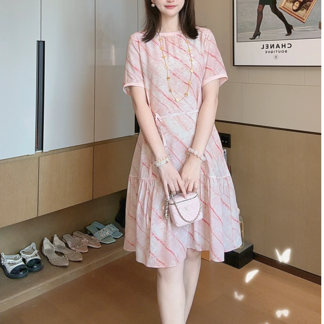 【丝芙玉禄】（S469）真丝双绉桑蚕丝减龄洋气宽松中长款女装连衣裙