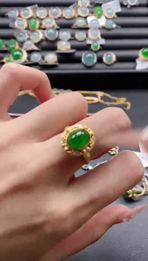 【闪购商品】翡翠戒指银S925镶嵌5151