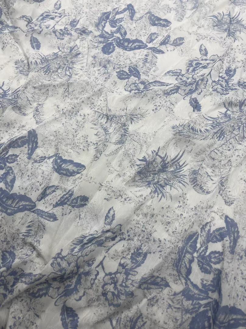 提花+印花 真丝苎麻 门幅112 套装连衣裙服装布料面料