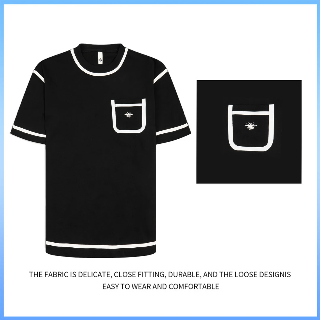 夏季新款舒适圆领短袖T恤日系拼接简约风时尚866929