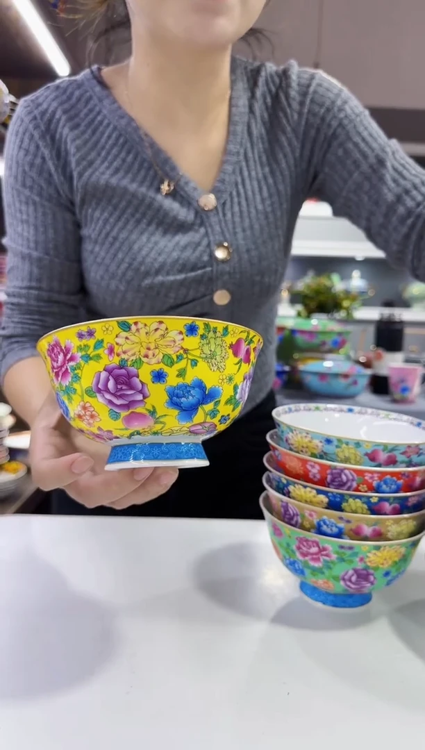 珐琅5英寸饭碗10个景德镇陶瓷
