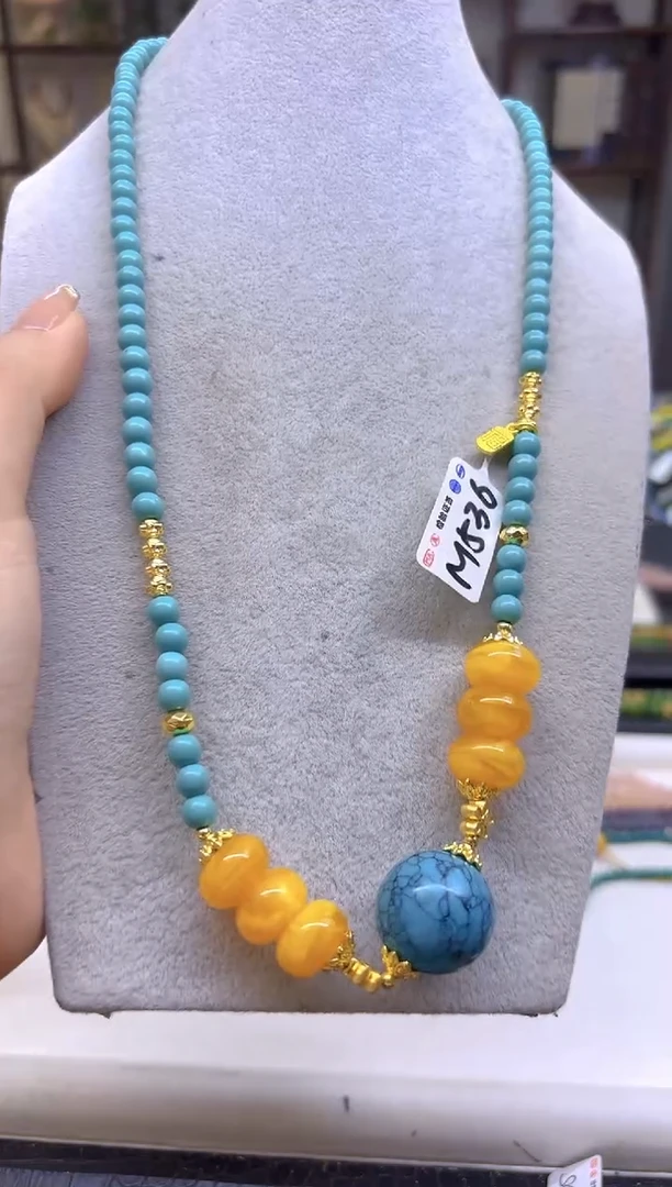 未镶嵌毛衣链蜜蜡DIY款M536