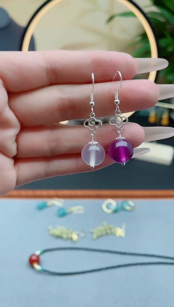 玛瑙/玉髓耳饰银S925镶嵌256