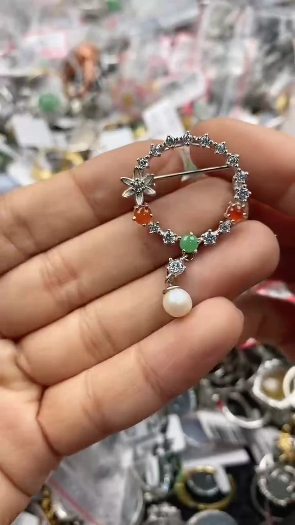 银S925镶嵌戒指翡翠444             6