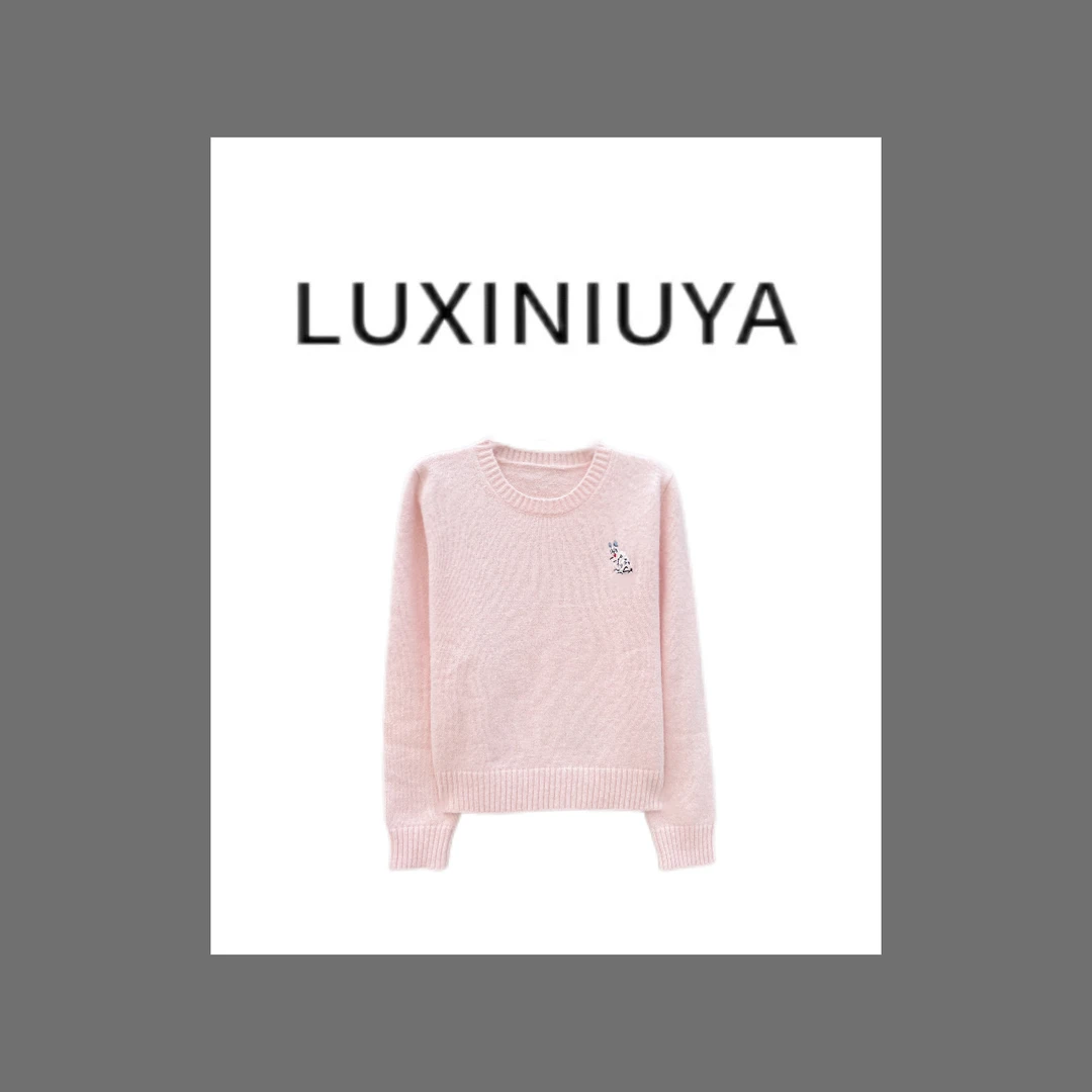 【LUXINIUYA】猫咪毛衣  新款羊毛重工猫咪刺绣针织毛衫#S0693