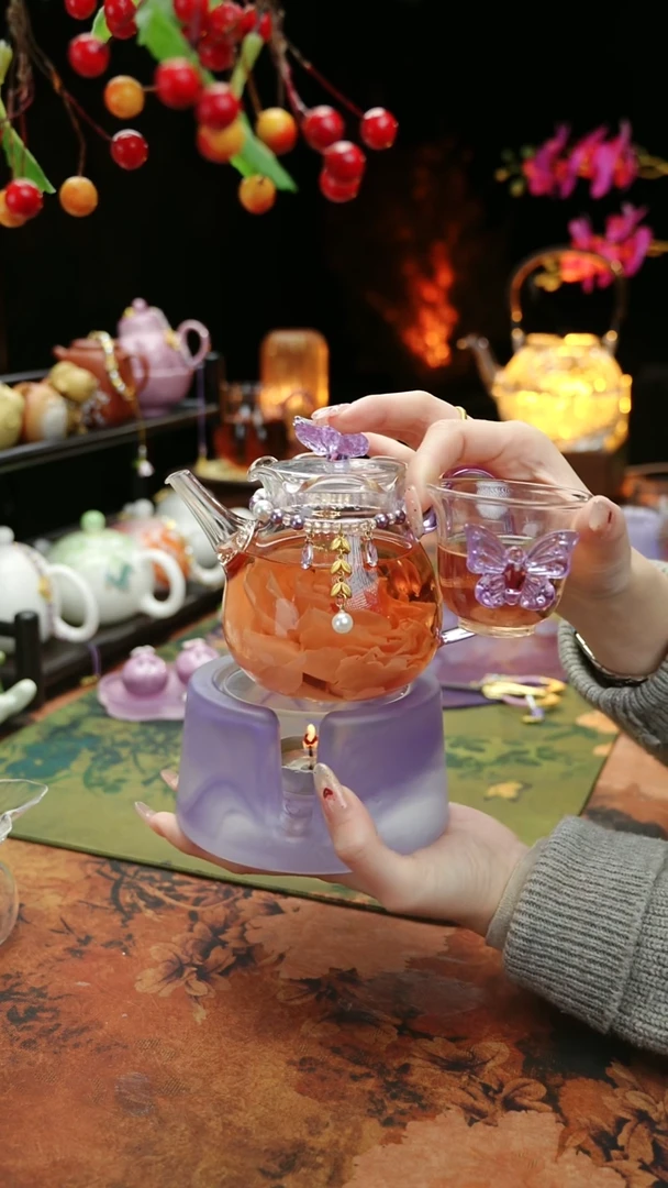 【闪购商品】紫色温茶台+茶壶+链子+杯子