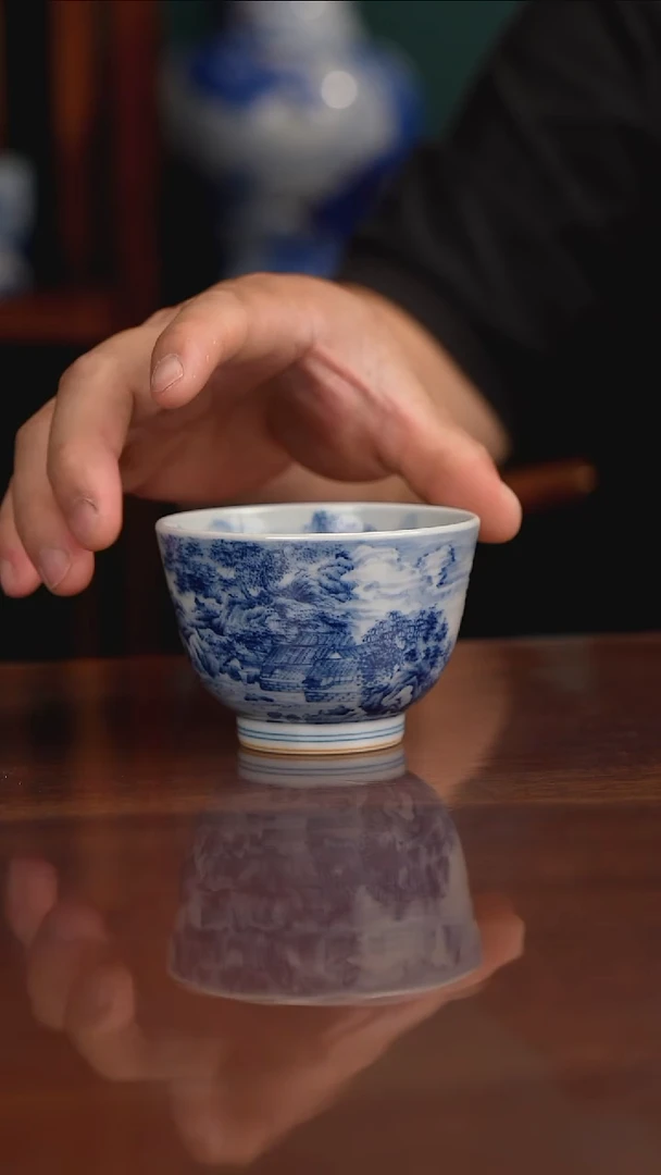 景琳藏青花山水主人杯