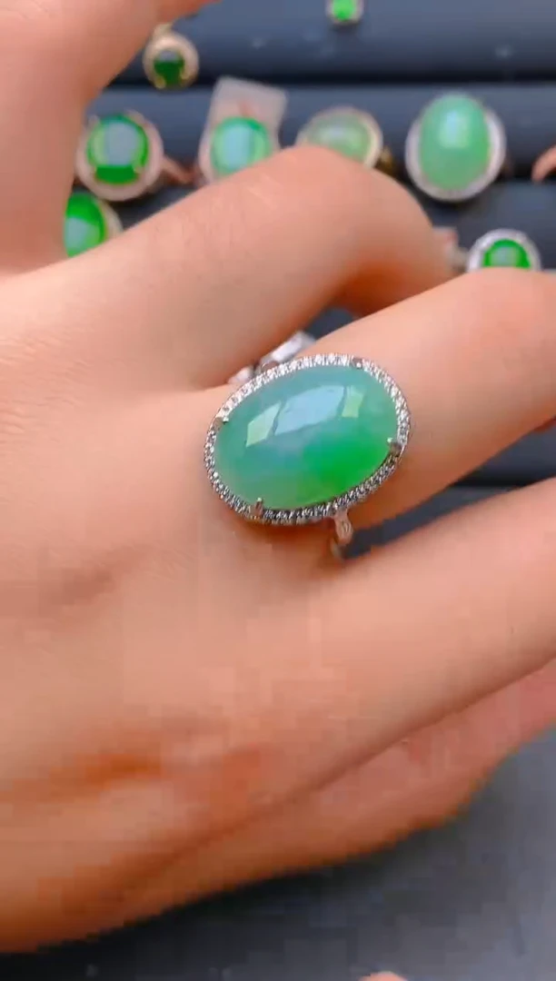 【闪购商品】翡翠戒指银S925镶嵌天然A货翡翠1