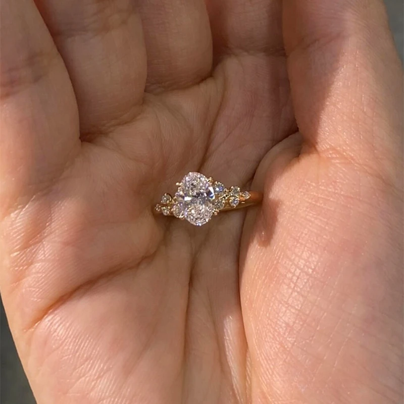 铜合金戒指 爆闪鸽子蛋戒指女时尚小众设计高级感精致食指指环ins