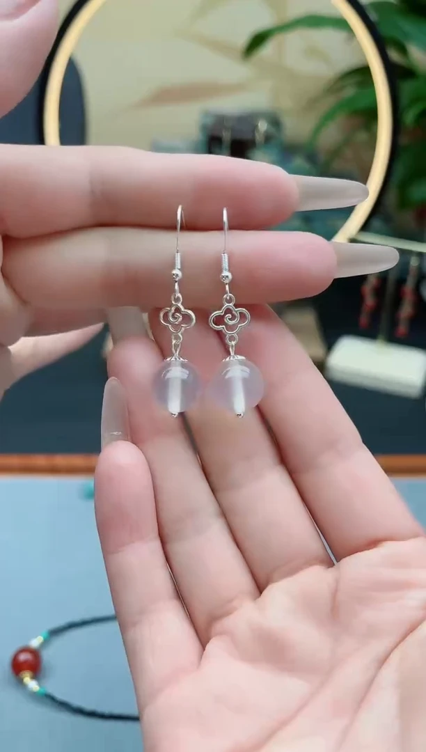 玛瑙/玉髓耳饰银S925镶嵌256