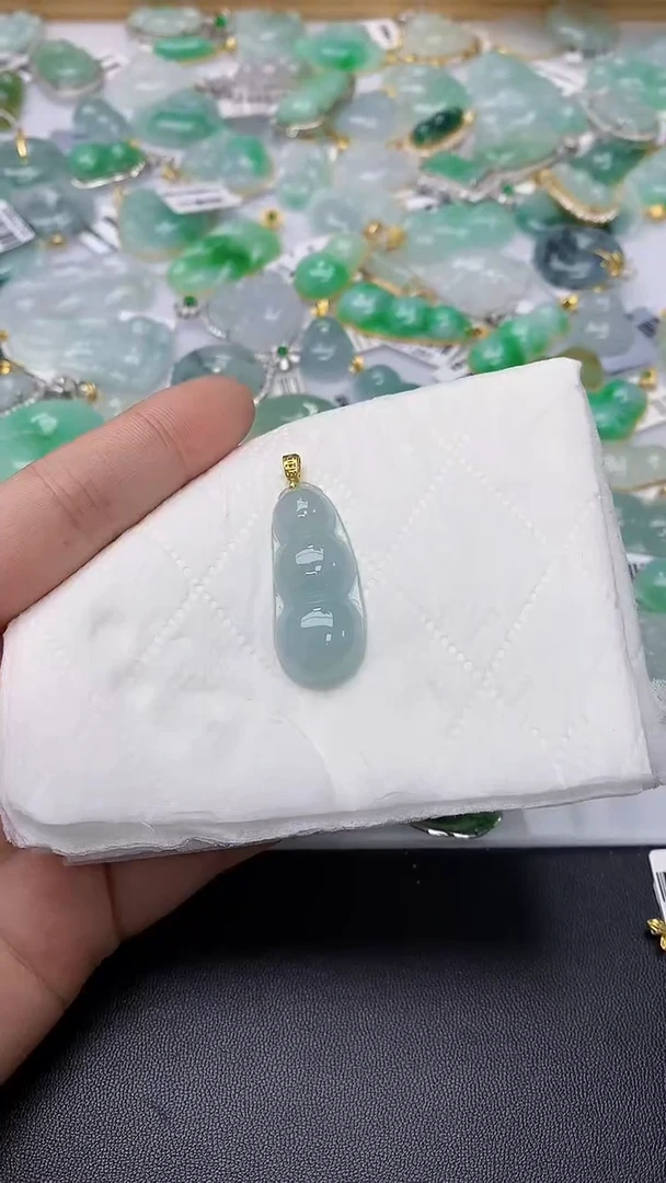 颈饰银S925镀金镶嵌翡翠天然缅甸A货百元以上9元证书费自理