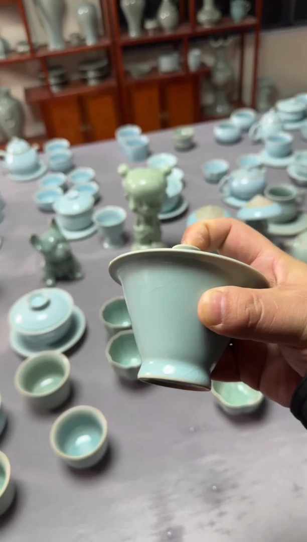 汝瓷平顶山汝瓷产品  斗笠盖碗