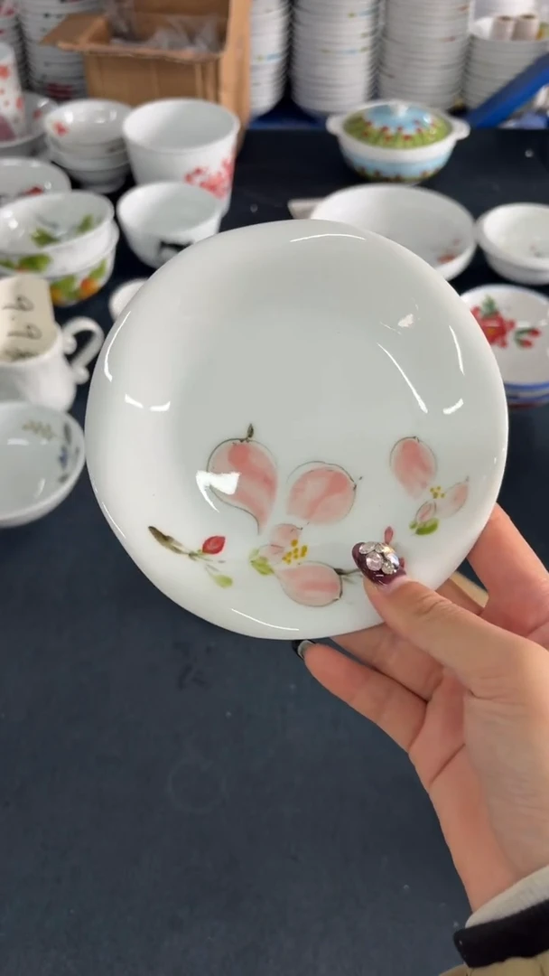 瓷片景德镇陶瓷食品级手绘釉中彩-小碟子