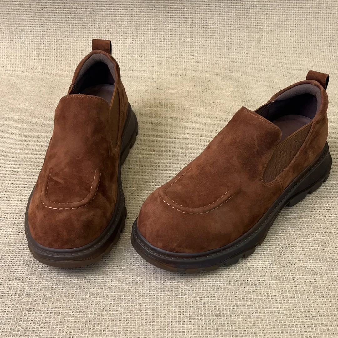 RubyL/3.5cm复古通勤百搭磨砂舒适一脚蹬圆头深口厚底单鞋女款