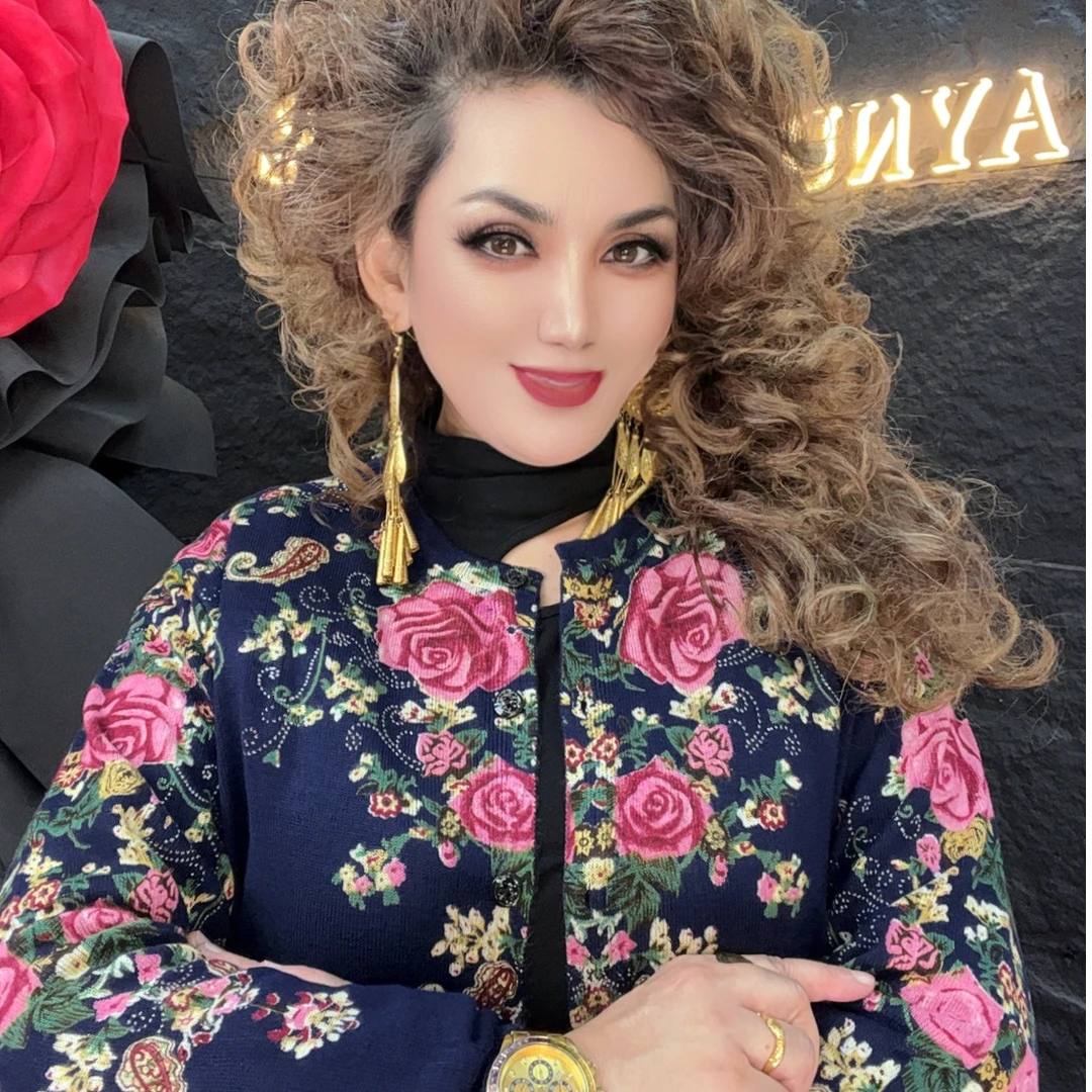 【Aynur玫瑰】藏青鎏金玫瑰重工刺绣针织开衫