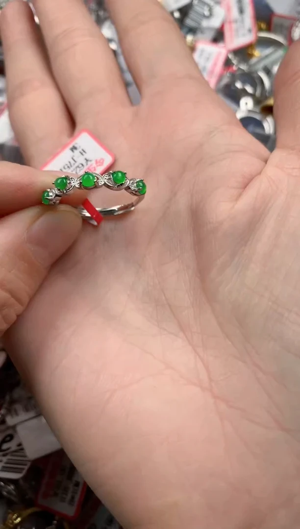 银S925镶嵌戒指翡翠10   3