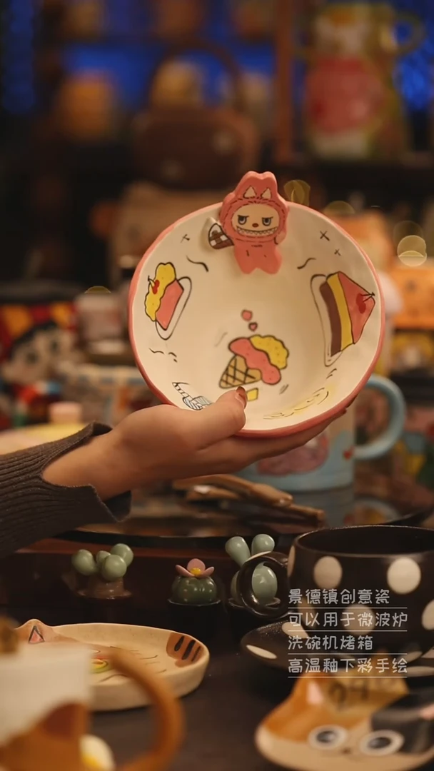 陶瓷景德镇可爱陶瓷釉下彩绘设计师款