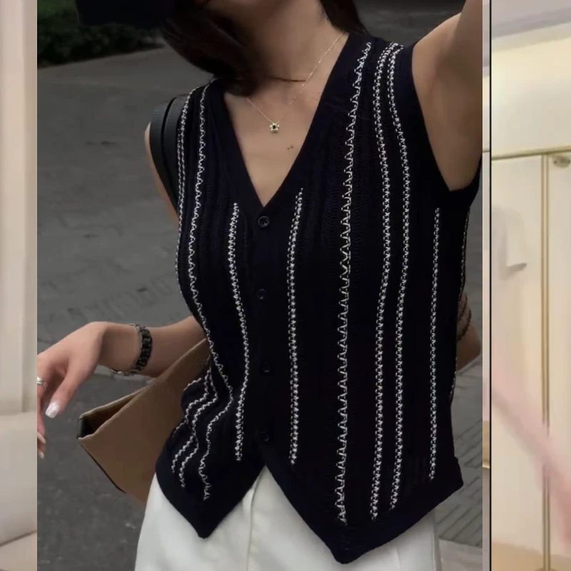 2025夏季新款女韩系穿搭时尚气质显瘦百搭无袖马甲背心