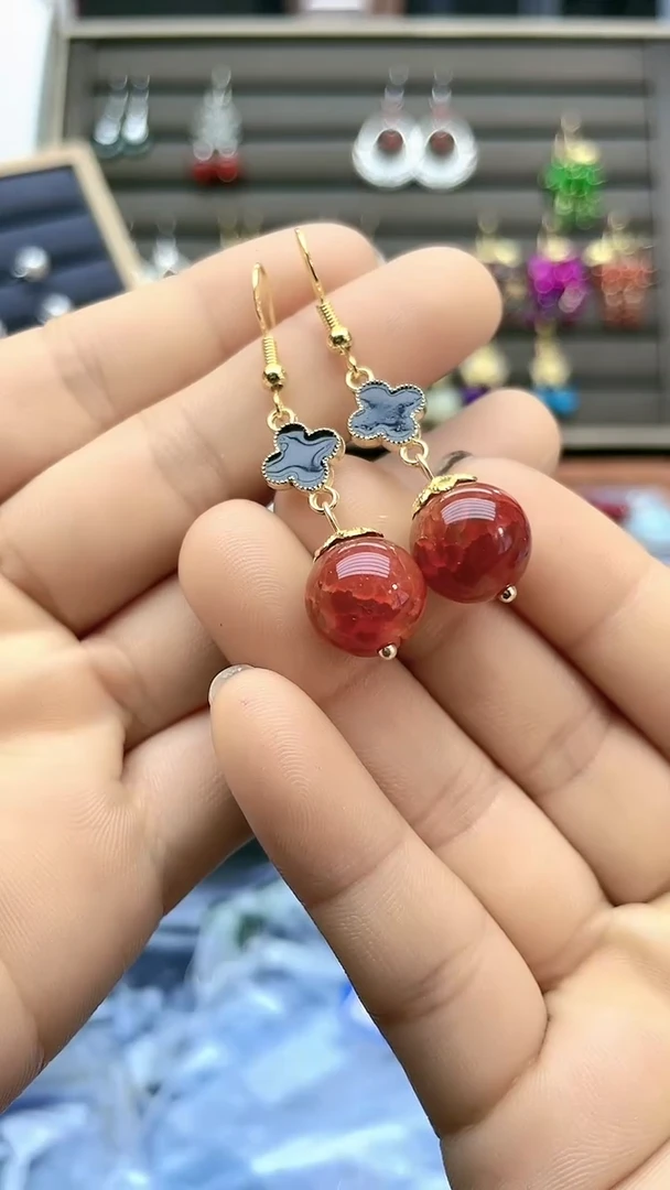 【闪购商品】玛瑙/玉髓耳饰银S925镶嵌995000