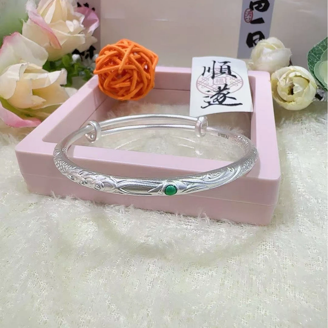 足银手镯 足银古法乾坤圈手镯