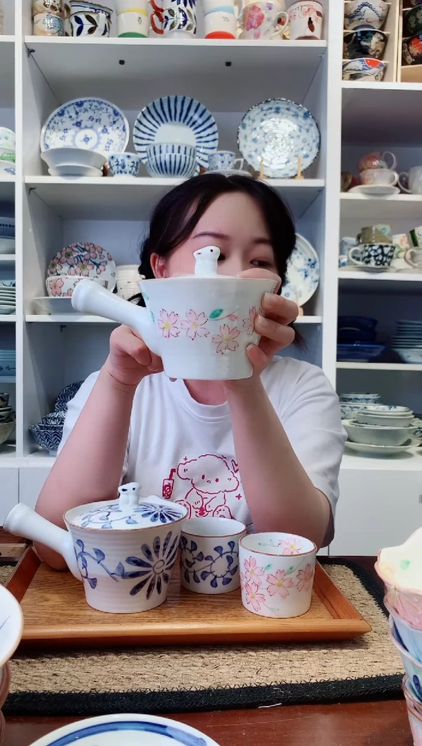 陶瓷兔子粉樱急须壶