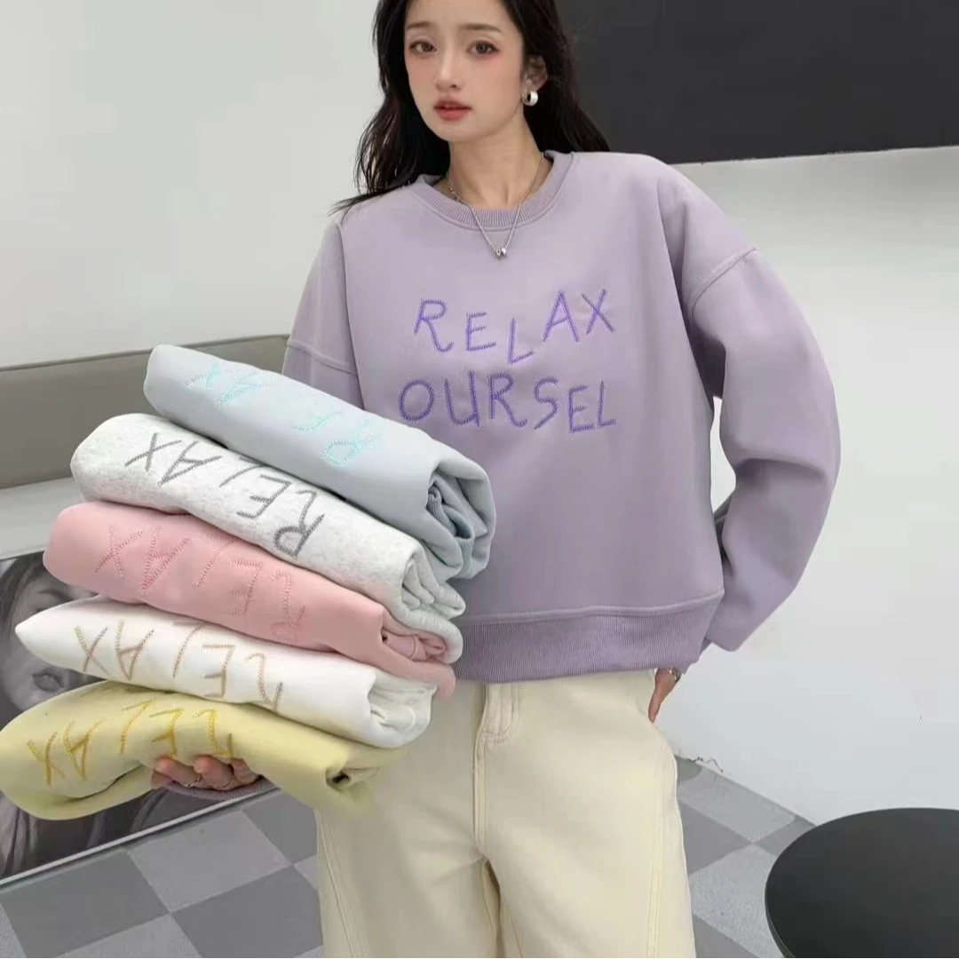 双排刺绣字母早春短款复合卫衣（衣长51左右）