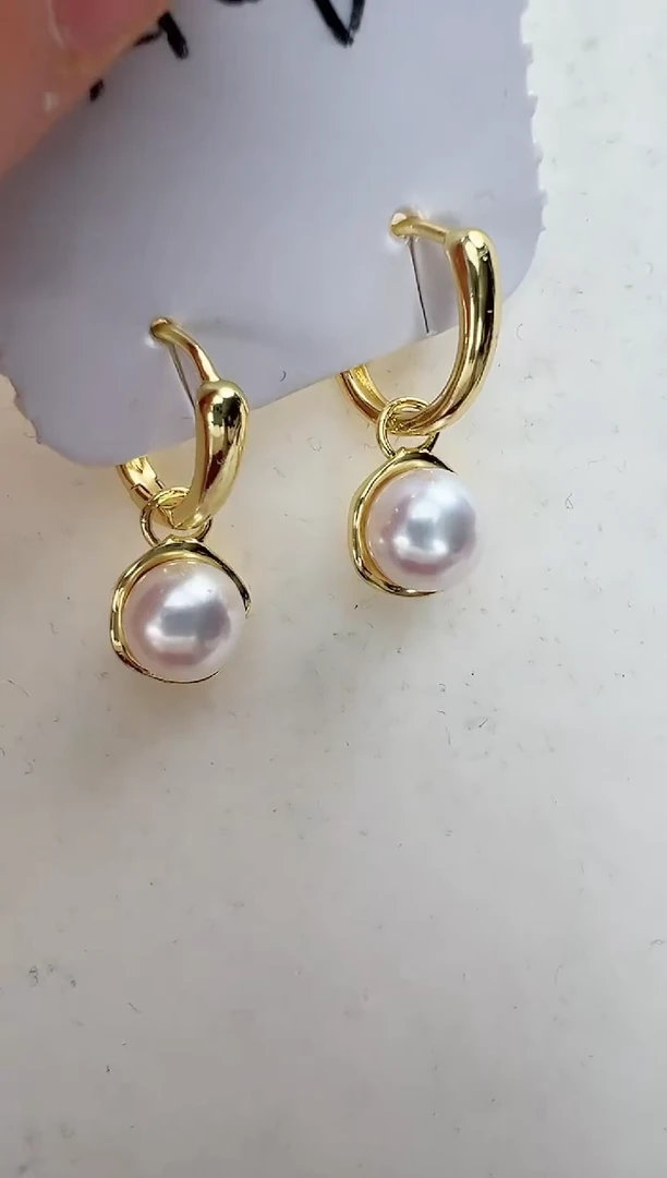 【闪购商品】淡水珍珠耳饰合金金色耳扣