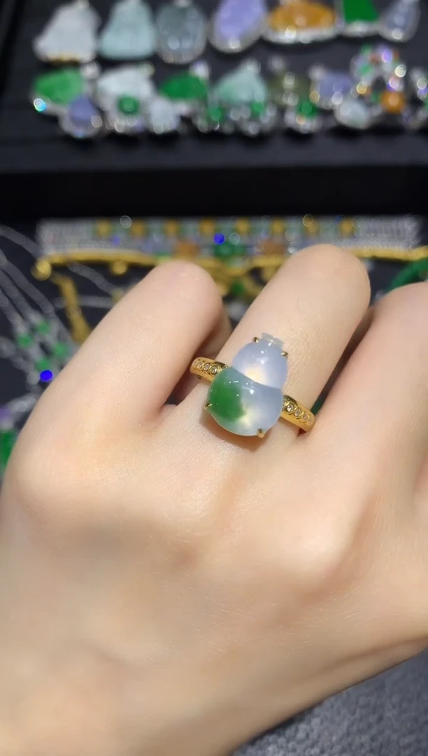 翡翠戒指18K金镶嵌11团购