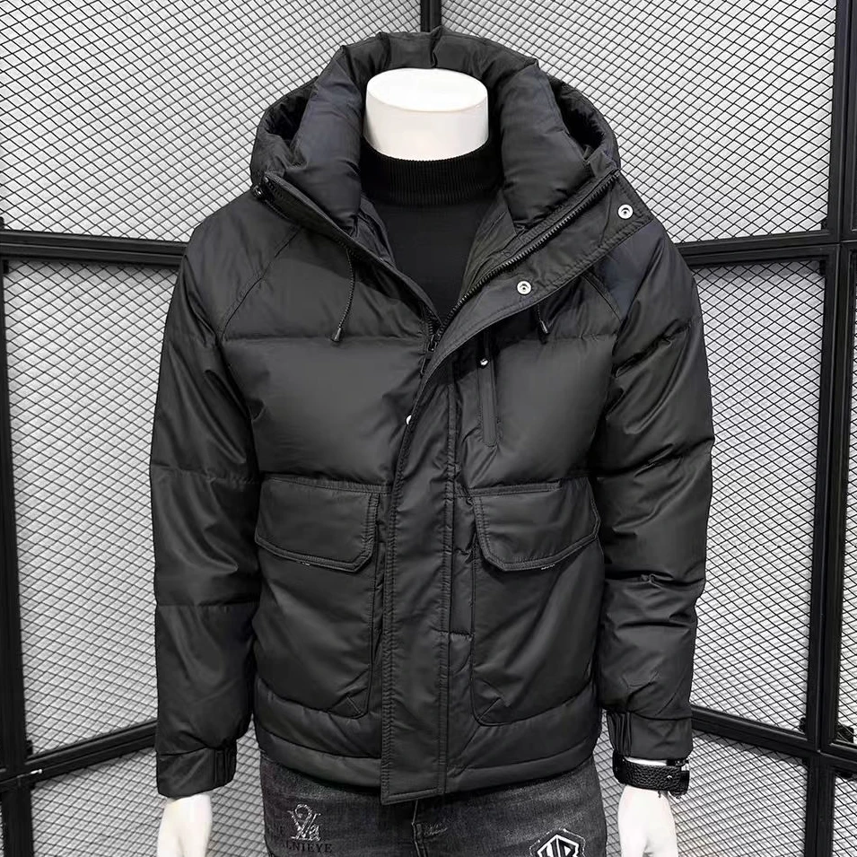 连帽绒服男短款新款冬拉链青年修身加厚外套1022