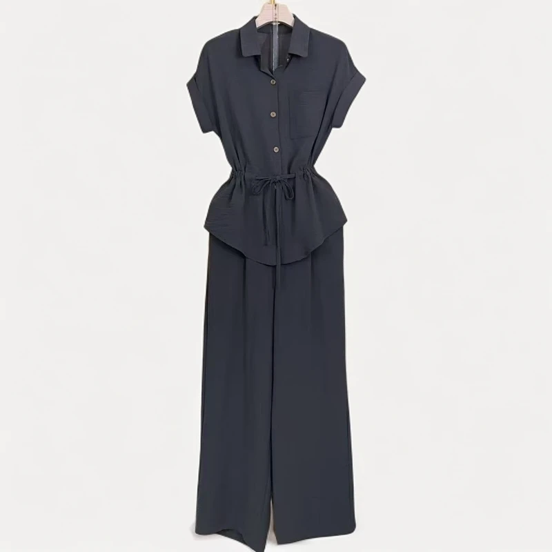 气质套装2025夏季新款高级感衬衫+阔腿裤两件套M168