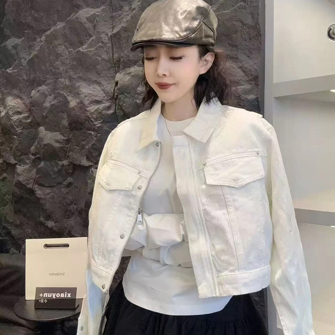 欧洲站2025春季新款女装欧货纽扣长袖时尚短款牛仔外套女11708
