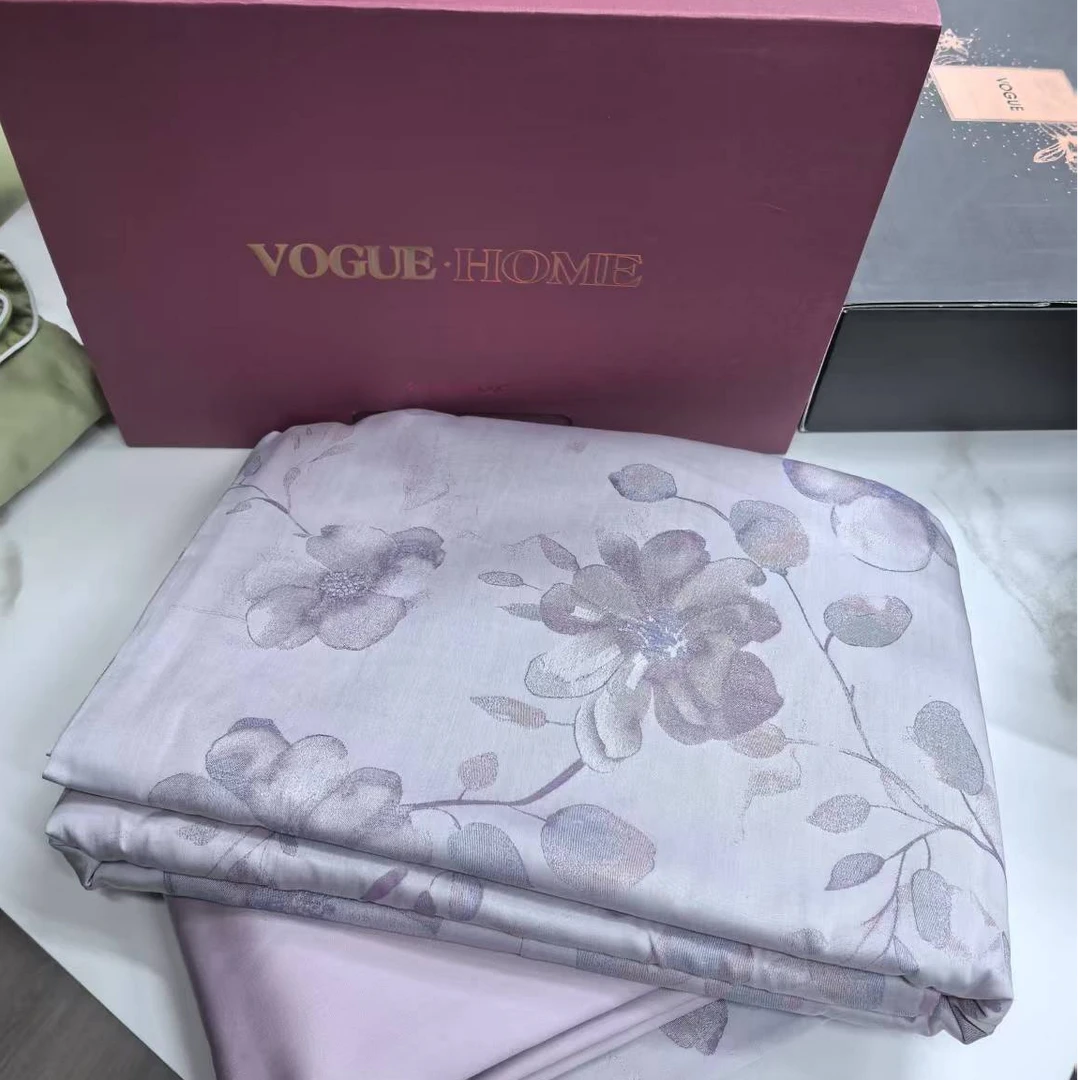 〖金志轻奢〗天丝棉轻奢色织四件套-墨羽花-紫