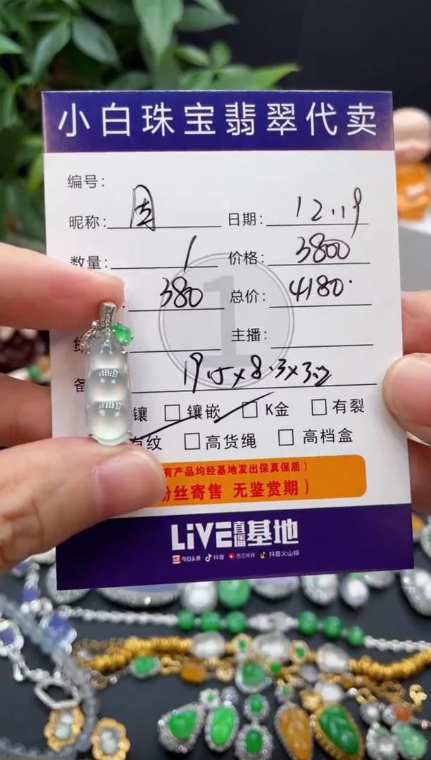 吊坠(不含链)18K金镶嵌翡翠因*吊坠