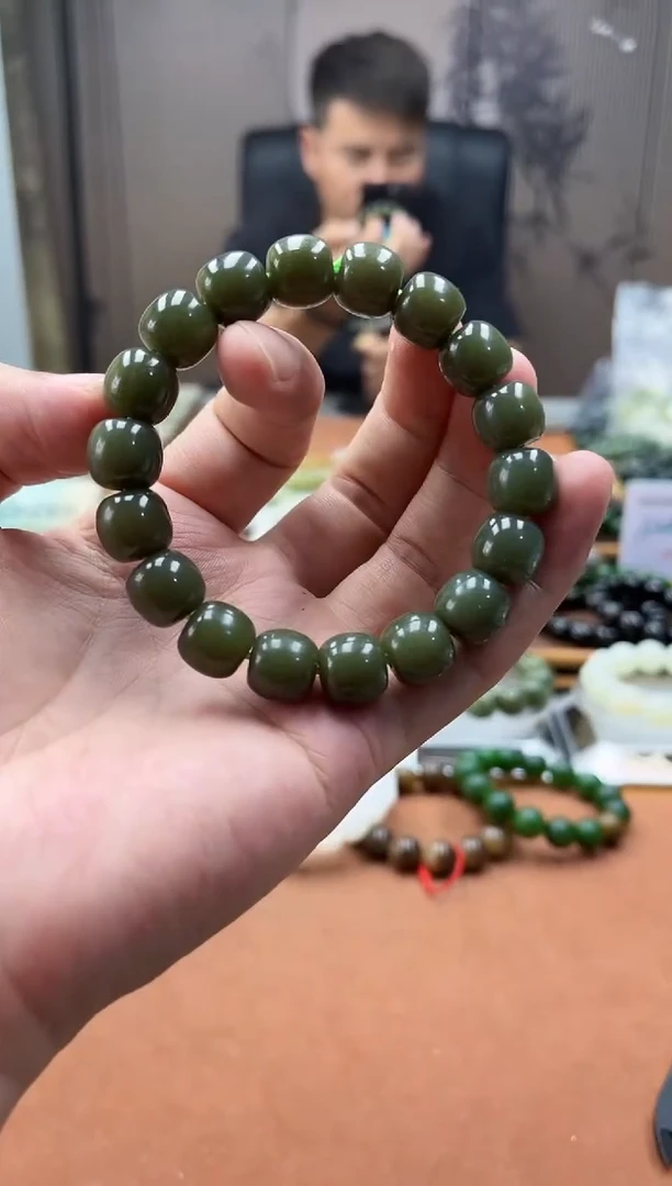 手链未镶嵌和田玉花土沟沙枣青12