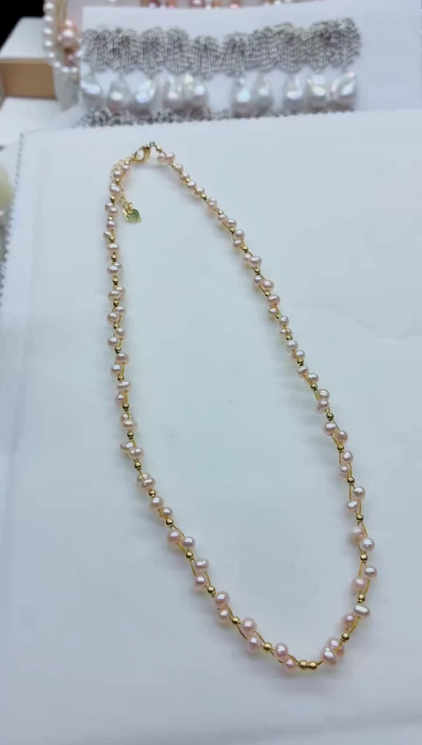 淡水珍珠合金项链多样性发其一，非无暇