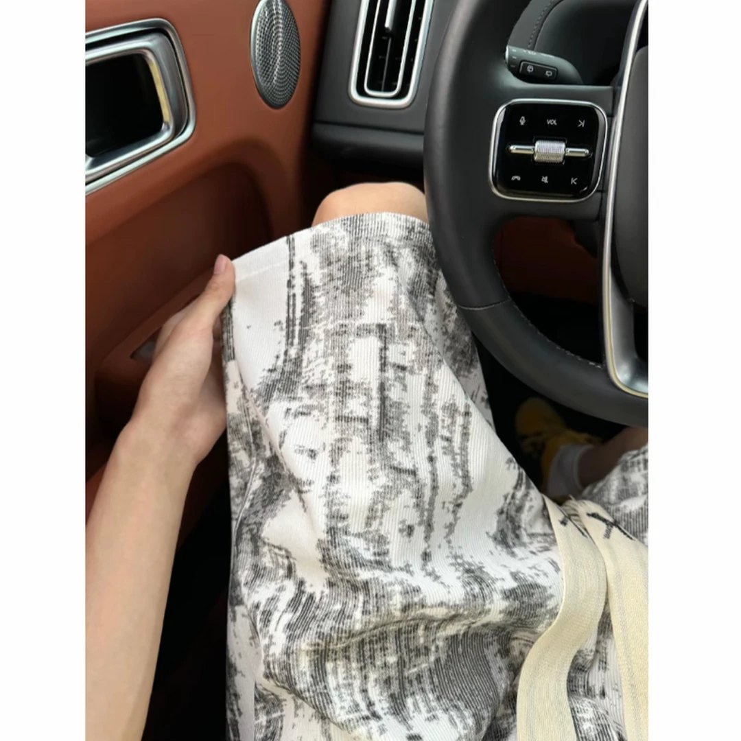 【现货+运险】美式复古扎染短裤男夏季抽绳高级感宽松休闲五分裤