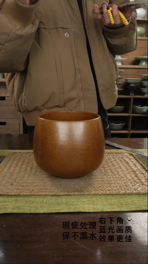 陶瓷秋色恐龙蛋茶渣缸-15（直径）次品保不漏水外观不完美