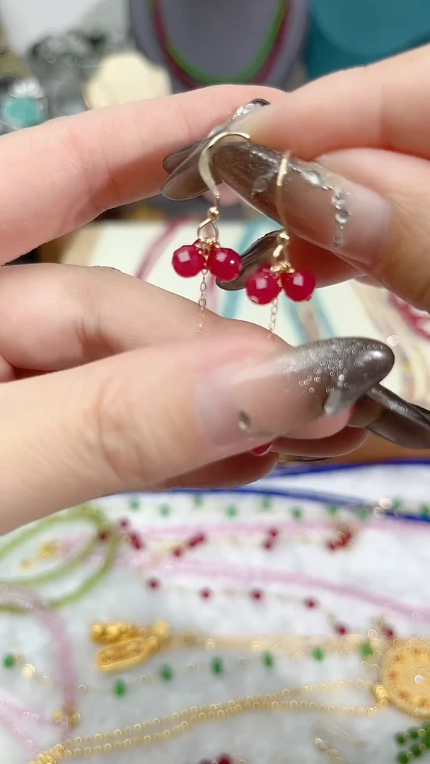 【闪购商品】红宝石耳饰14K金镶嵌花蕾69