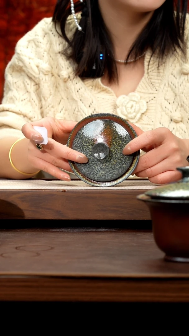 【闪购商品】紫砂茶壶红皮龙柴烧盖碗6号