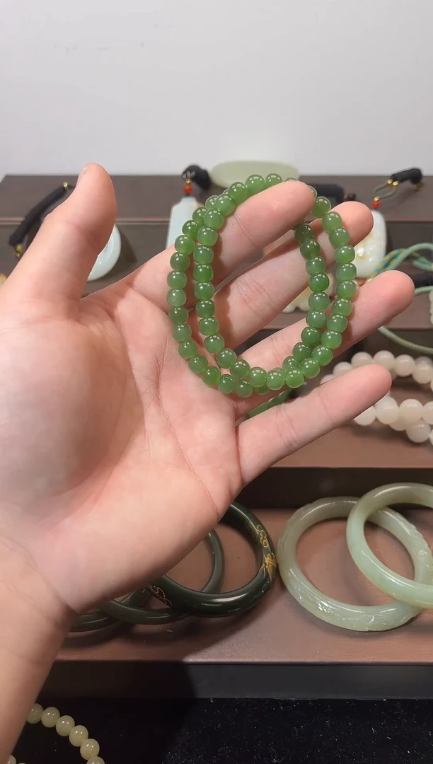 未镶嵌手串和田玉和田玉碧玉老型珠手串 多样性拍一发一