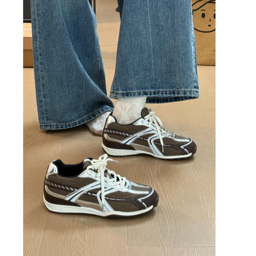 美拉德复古棕色德训鞋女2025秋季新款透气百搭户外休闲阿甘运动鞋