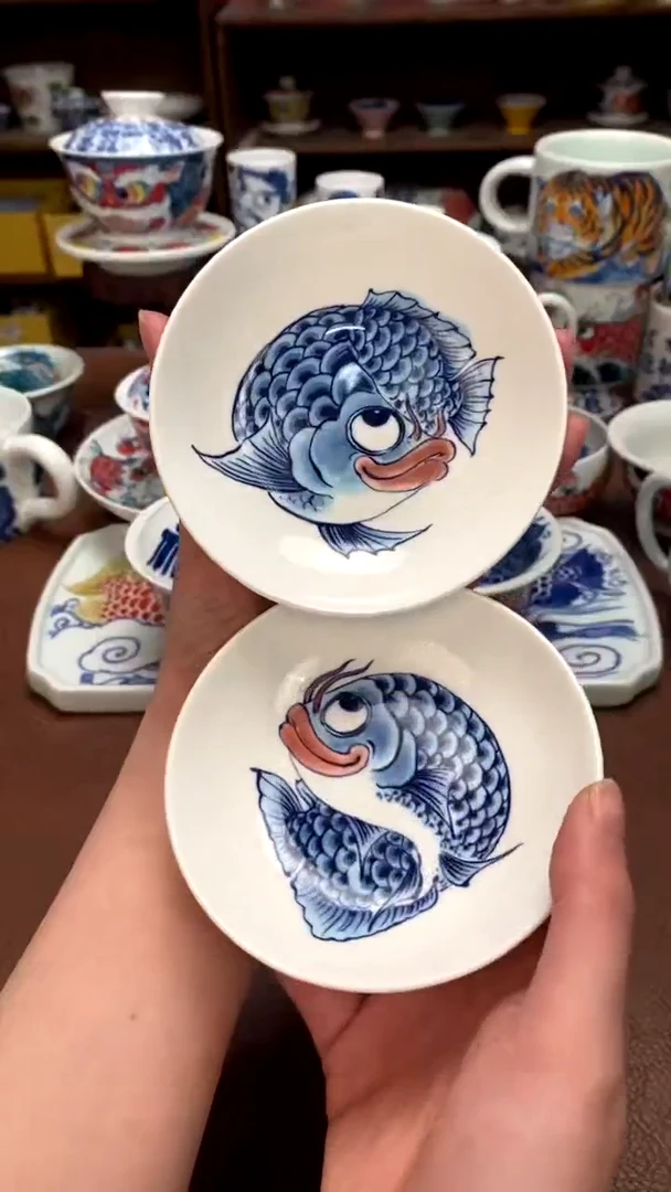 【闪购商品】蓝鱼味碟景德镇昨明陶瓷（一对）