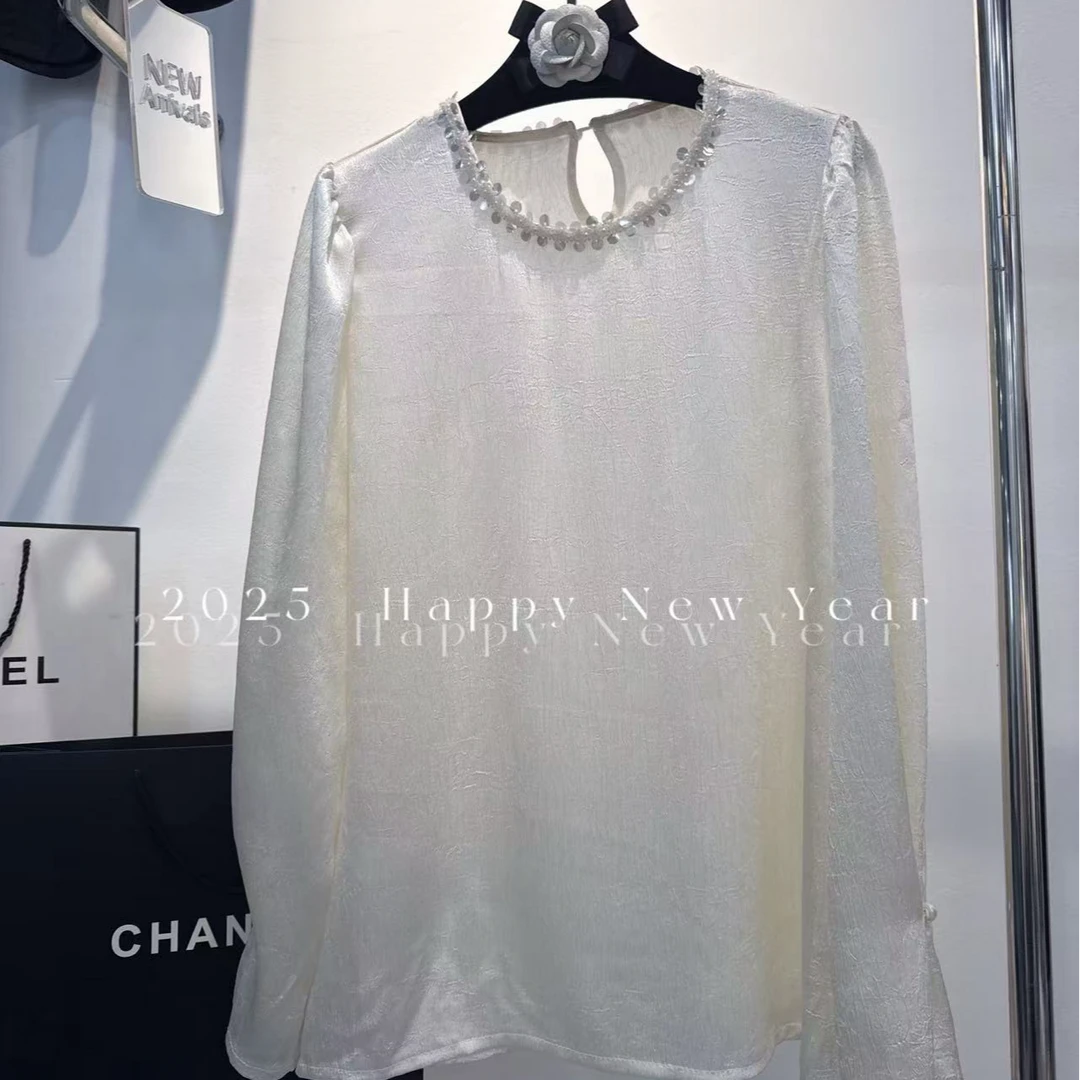 添禧家：早春新款时尚亮片珍珠领纯色小衫3