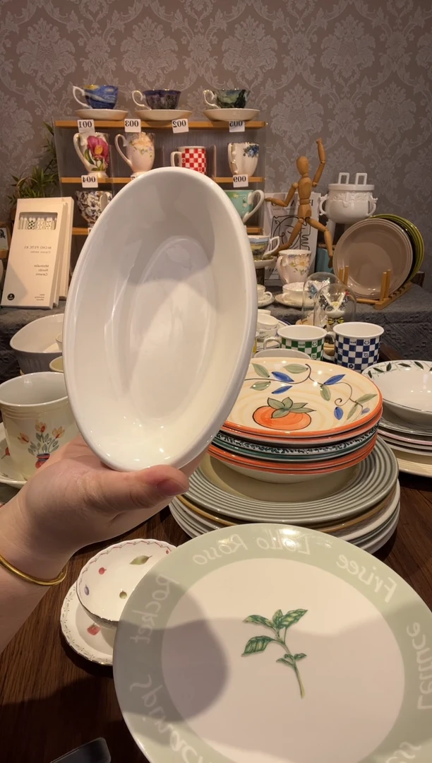 陶瓷椭圆形甜品盘两个