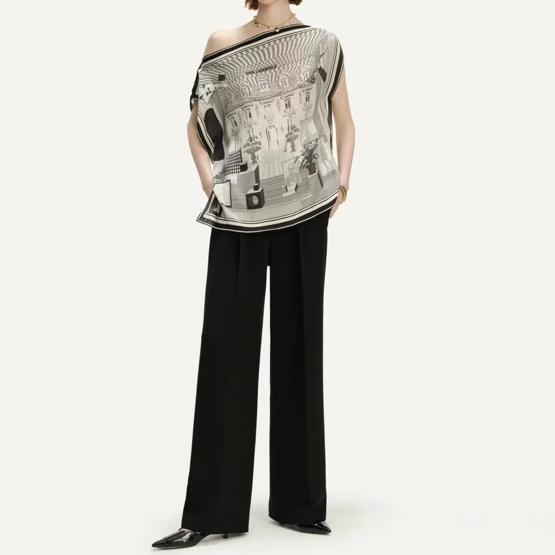 30姆米6A级桑蚕丝  夏季新款设计松弛感慵懒复古斜肩衬衫