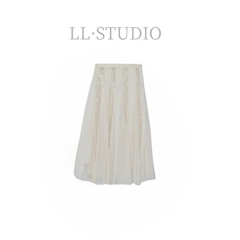 妙兮·LL夏季新款闪耀星河时尚精致拼接珠片网纱半身裙*20250220